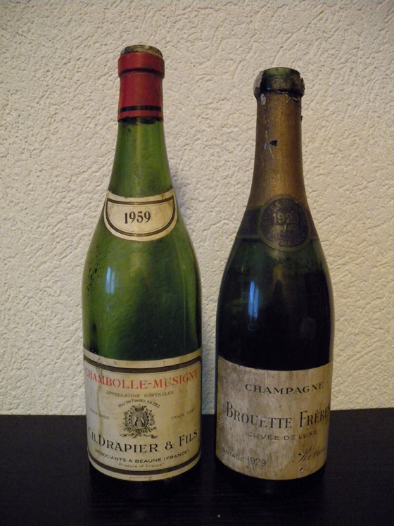 Chambolle-Musigny 1959 de Drapier et Champagne Brouette frères cuvée de luxe  1929