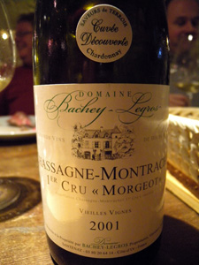 Chassagne-montrachet 1er cru Morgeot VV 2001 du domaine Bachey-Legros