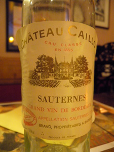 Château Caillou 1959 l'étiquette
