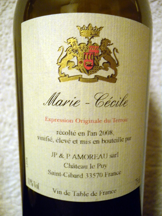 Château Le Puy Marie-Cécile blanc 2008