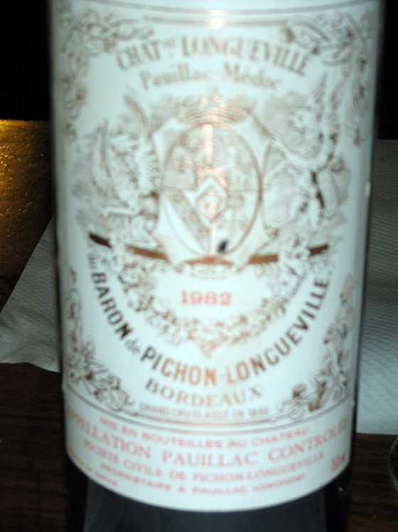 Château Pichon Longueville Baron de Pichon 1982