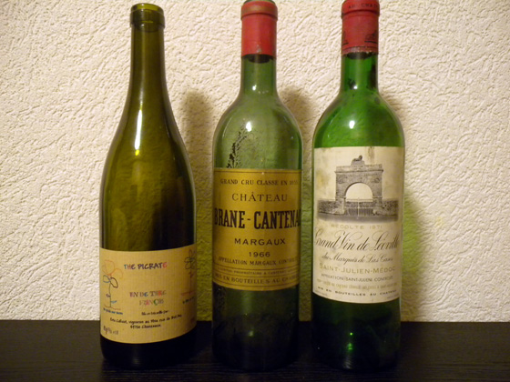 Croix de la mouche 1998 d'Eric Calcutt+Château Brane-Cantenac 1966+Château Léoville Las Cases 1971