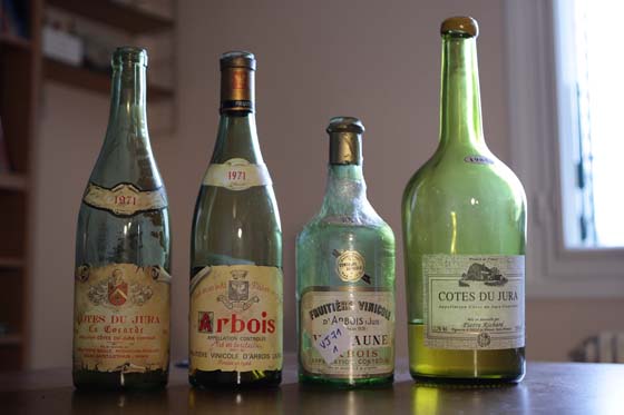 Côtes du Jura La Cocarde 1971  Jean-Pierre Bailly+Arbois Fruitière vinicole d'Arbois 1971+Vin jaune de la Fruitière d'Arbois 1971+Magnum Côtes du Jura 1985 Pierre Richard