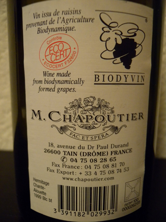 Hermitage blanc Chante-Alouette 1999 de Chapoutier