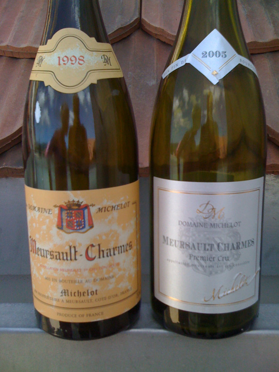 Meursault Charmes 1er cru 1998 et 2005 du domaine Michelot