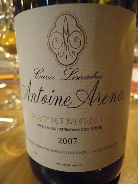 Patrimonio blanc cuvée Lisandra 2007 d'Antoine Aréna