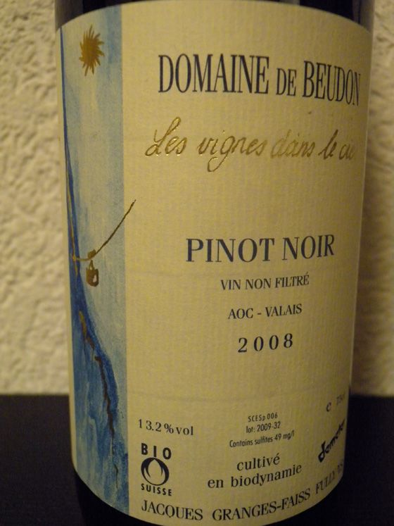 Pinot Noir 2008 du Domaine de Beudon (Valais)