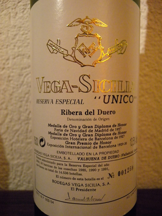 Vega Sicilia Reserva Especial Unico 1985+1990+1991