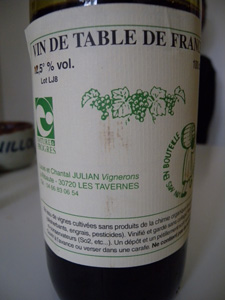 Vin de table de Louis et Chantal Julian aux Tavernes