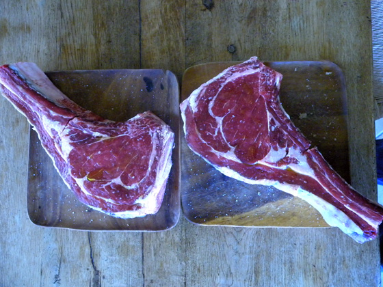 deux belles Côtes de Boeuf gras de Bazas bien racies